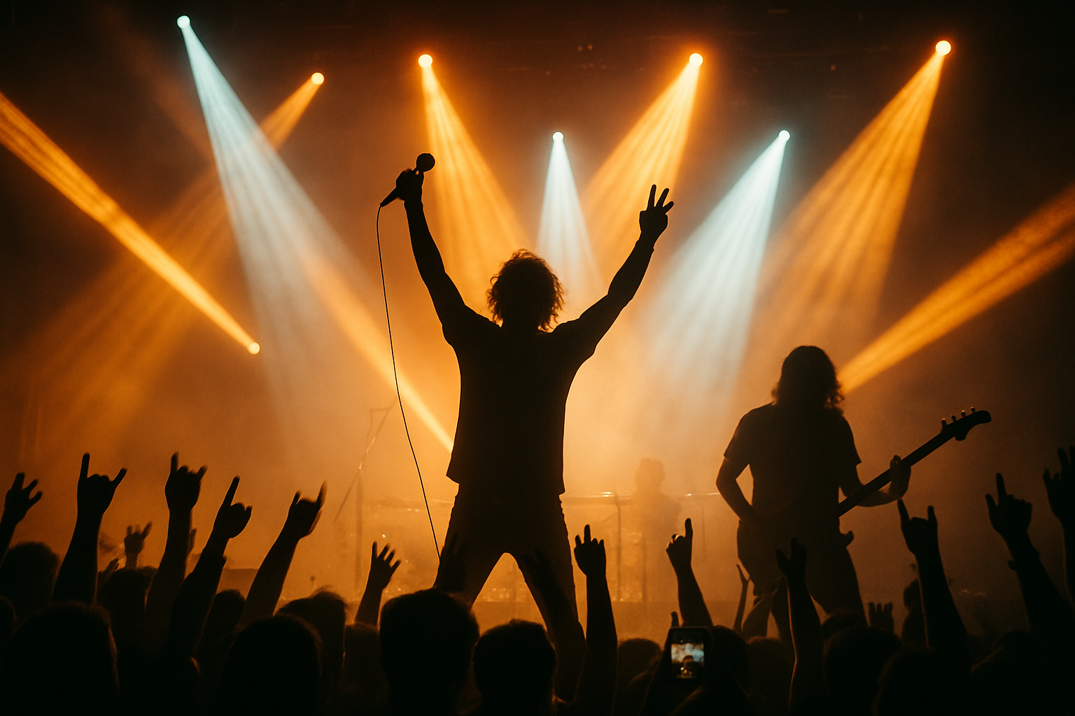 Two women sitting at a modern table talking with a city view behind them.